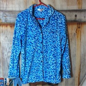 Celestial Dreams NWOT Soft Fleece Button Down Blue Swirl Pajama Top